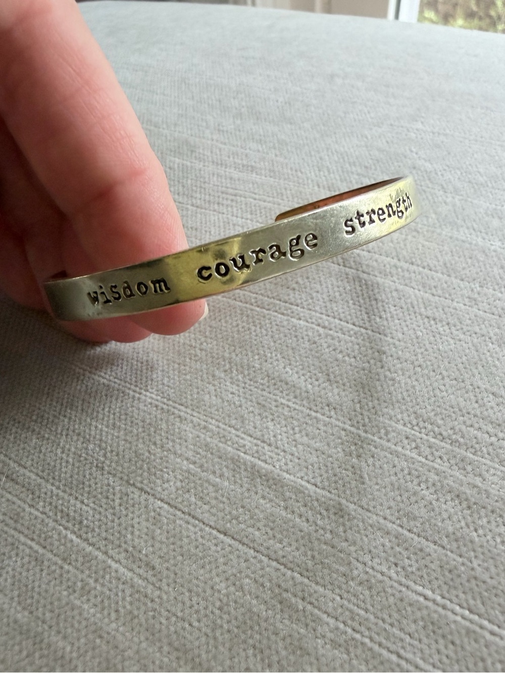 Inspirational Engraved Metal Cuff Bracelet - Gold Tone